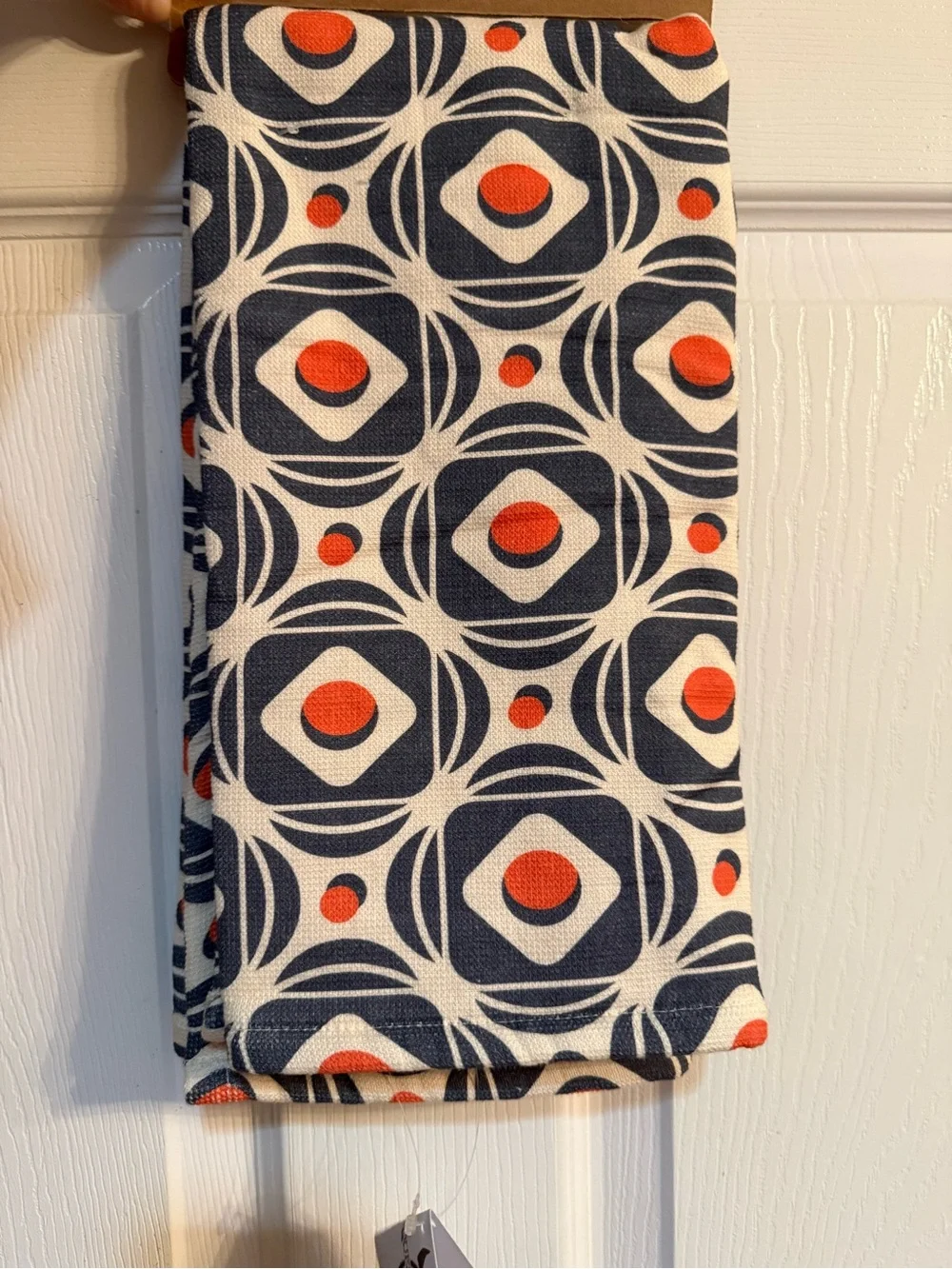 Navy and Orange Patterned Kitchen Towel - Fresh Outta Fucks
